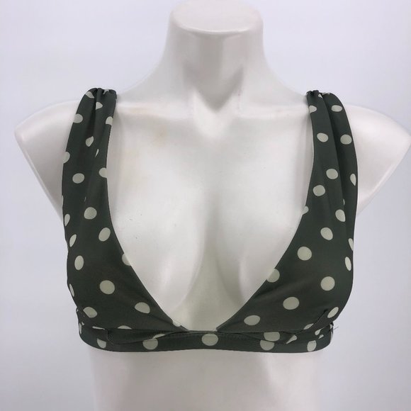 ASOS forest green polka dot bikini top NWOT *flawed* Size 6 - Picture 1 of 5